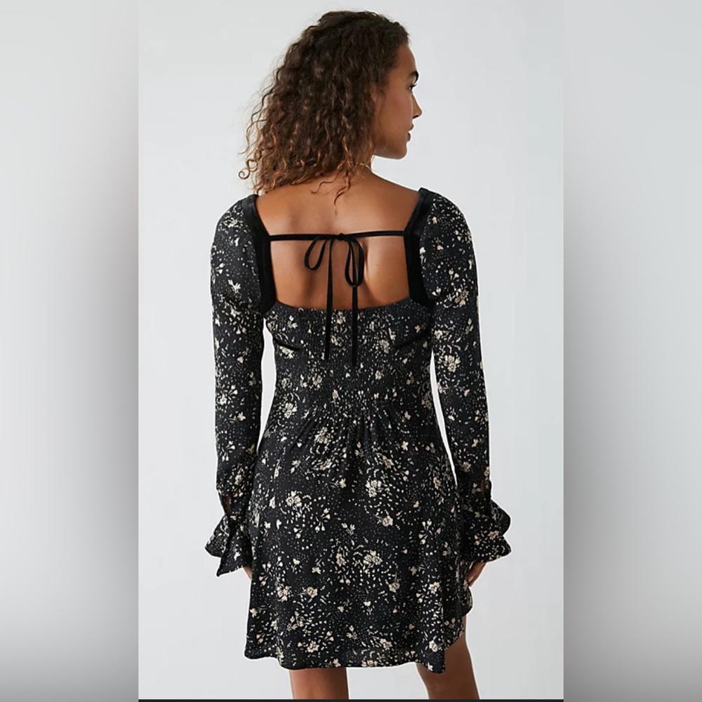 Free People Tess Mini Dress in Black Combo XS